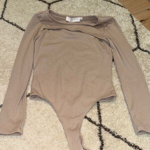 Beige Long Sleeve Bodysuit